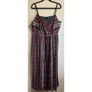 Lane Bryant Women's Sundress Plus Size 20 Pink Gray Babydoll Maxi Dress Cottage